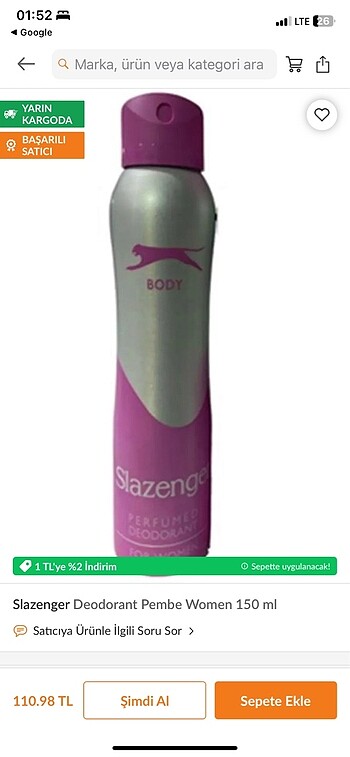 Slazenger deodorant pembe women