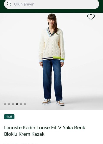 Lacoste Lacoste orijinal kadın v yaka triko