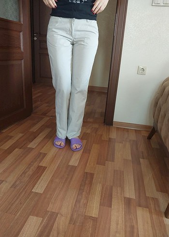 Bej Normal Boy Kadın Pamuk Pantolon - Görsel 2