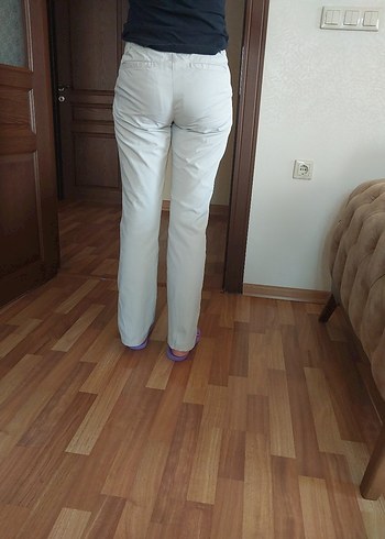 Bej Normal Boy Kadın Pamuk Pantolon - Görsel 4