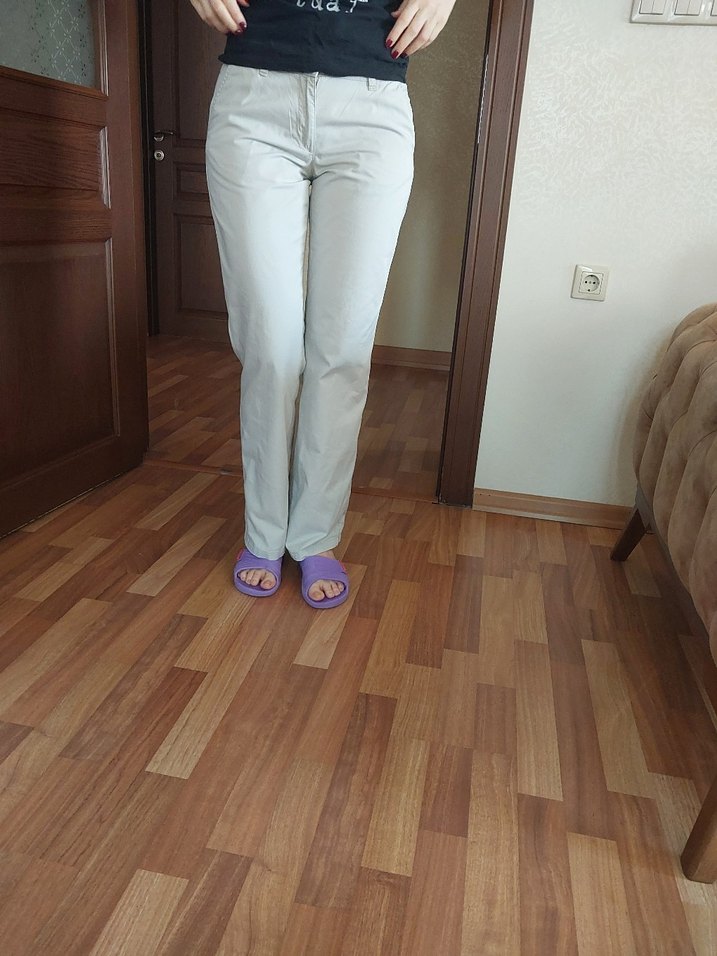 Bej Normal Boy Kadın Pamuk Pantolon - Görsel 2