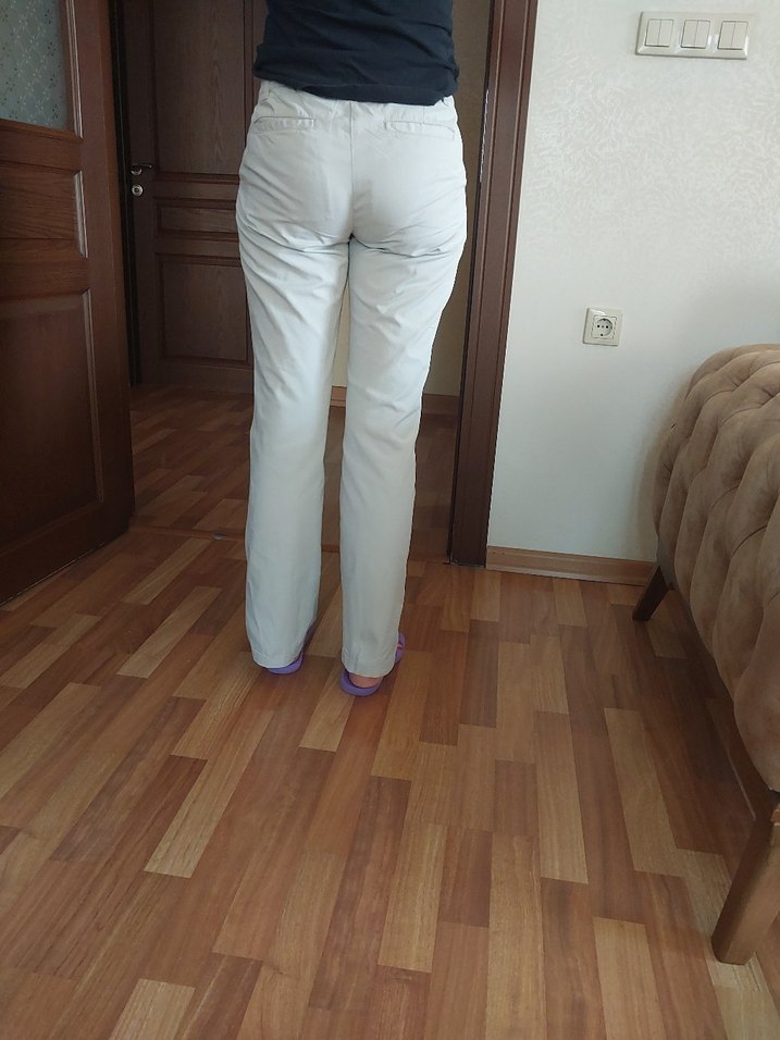 Bej Normal Boy Kadın Pamuk Pantolon - Görsel 4