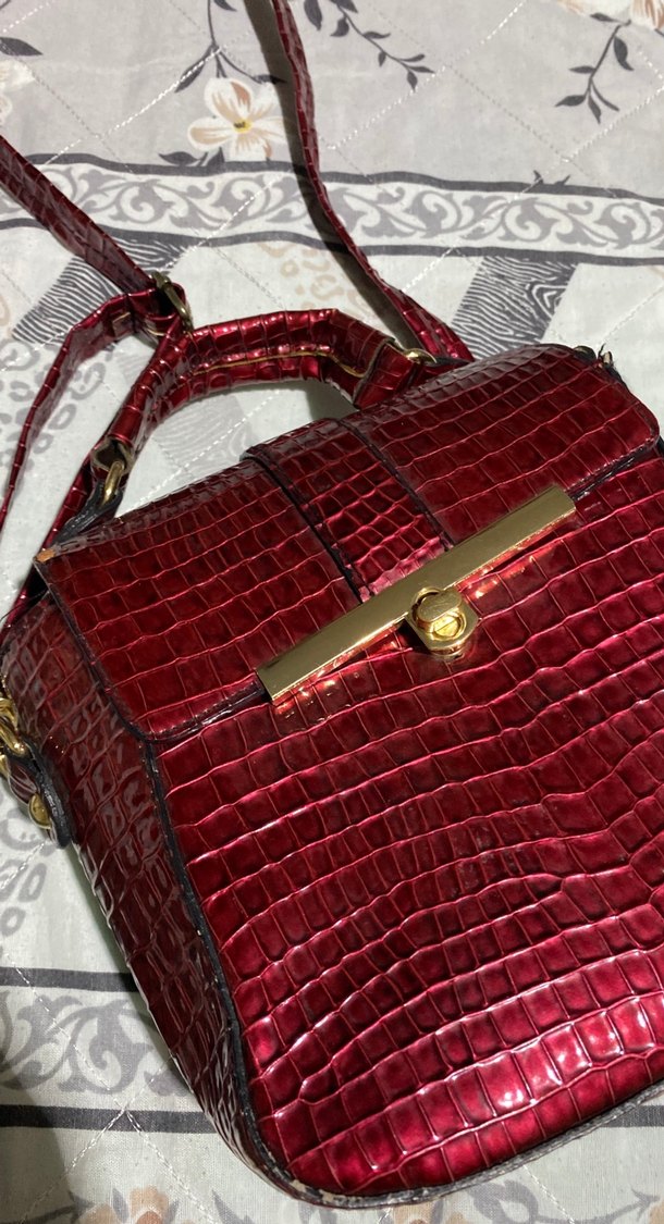 Burgundy Deri Kadın Çanta - Görsel 4