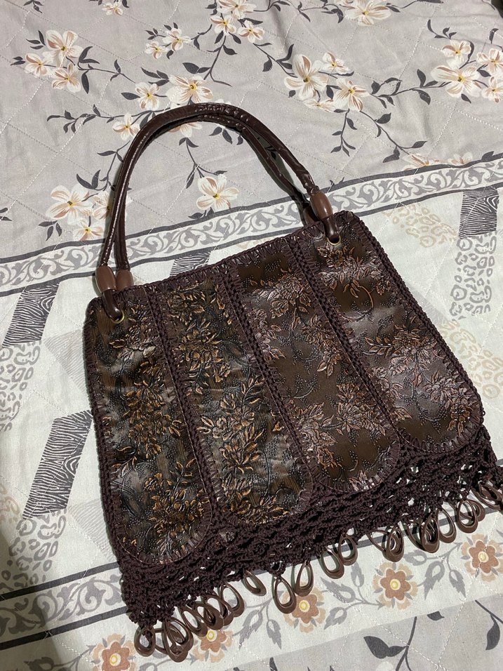 Vintage Deri İşlemeli Bohem Kadın Çantası - Görsel 5