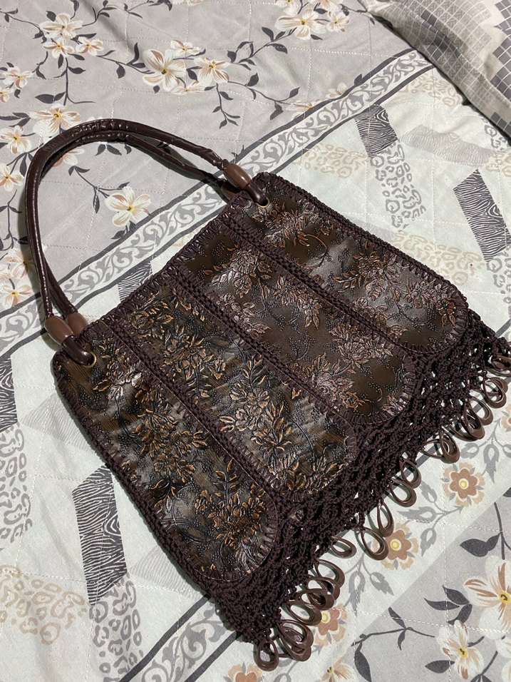 Vintage Deri İşlemeli Bohem Kadın Çantası - Görsel 4