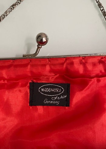 Kırmızı Boncuk İşlemeli Kadın Abiye Çanta - Görsel 3