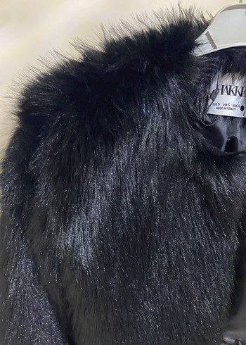 Siyah Kürklü Kadın Midi Mont - Görsel 2