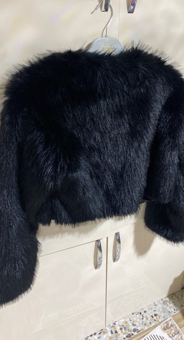 Siyah Kürklü Kadın Midi Mont - Görsel 4