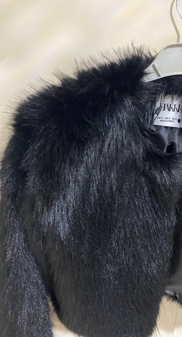 Siyah Kürklü Kadın Midi Mont - Görsel 2