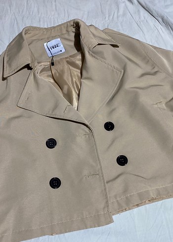 Düğmeli Bej Midi Kadın Trençkot - Görsel 5