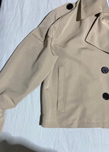 Düğmeli Bej Midi Kadın Trençkot - Görsel 2