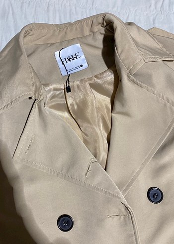 Düğmeli Bej Midi Kadın Trençkot - Görsel 4