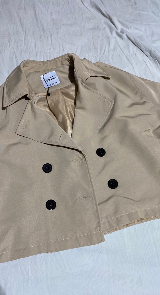 Düğmeli Bej Midi Kadın Trençkot - Görsel 5