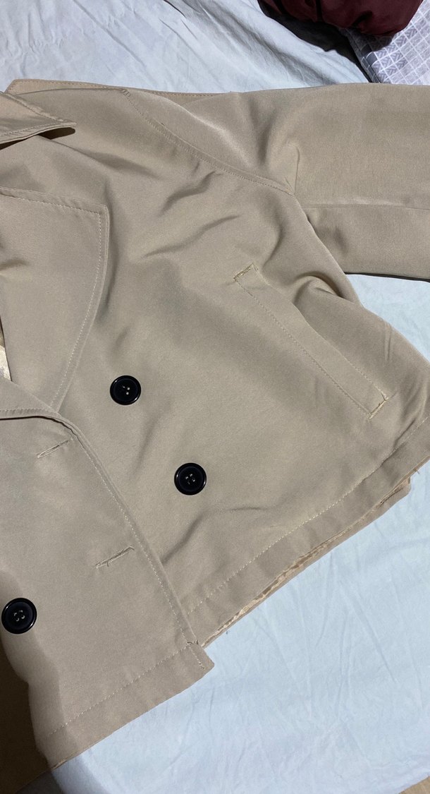 Düğmeli Bej Midi Kadın Trençkot - Görsel 3