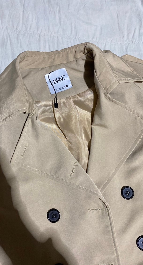 Düğmeli Bej Midi Kadın Trençkot - Görsel 4