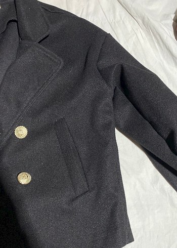 Düğmeli Siyah Midi Kadın Kaban - Görsel 3