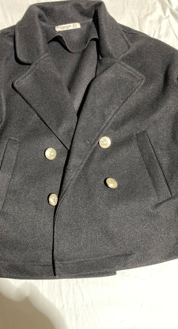 Düğmeli Siyah Midi Kadın Kaban - Görsel 5