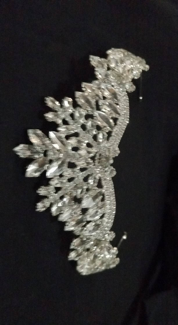 Beyaz Parlak Taşlı Klasik Gelin Tacı - Görsel 2