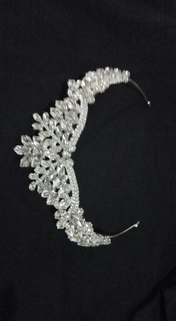 Beyaz Parlak Taşlı Klasik Gelin Tacı - Görsel 3