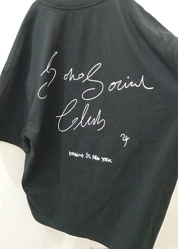 Siyah Erkek Oversize Pamuklu Tişört - Görsel 6