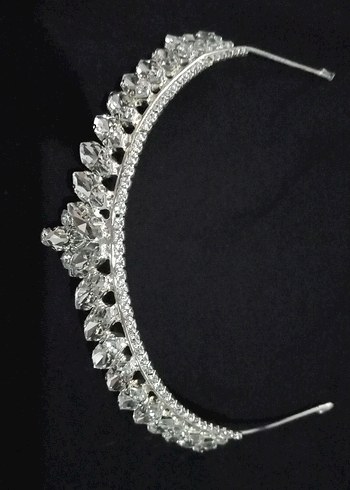 Beyaz Parlak Taşlı Gelin Tacı - Görsel 9