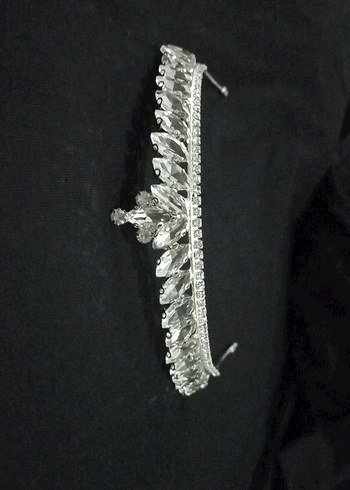 Beyaz Parlak Taşlı Gelin Tacı - Görsel 3