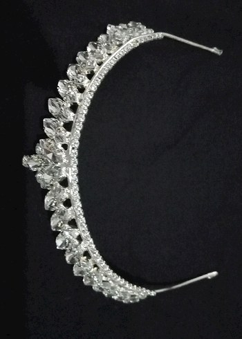 Beyaz Parlak Taşlı Gelin Tacı - Görsel 10