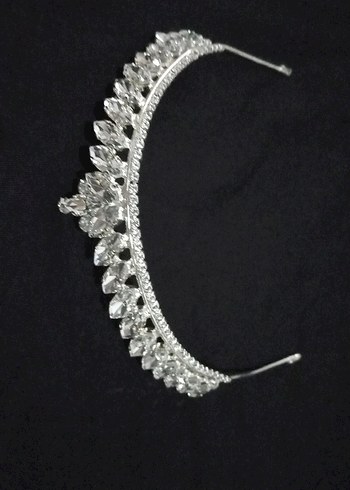 Beyaz Parlak Taşlı Gelin Tacı - Görsel 6