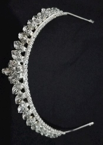 Beyaz Parlak Taşlı Gelin Tacı - Görsel 8