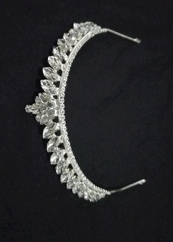 Beyaz Parlak Taşlı Gelin Tacı - Görsel 5