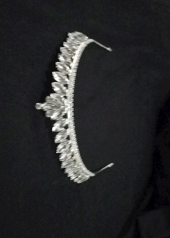 Beyaz Parlak Taşlı Gelin Tacı - Görsel 4