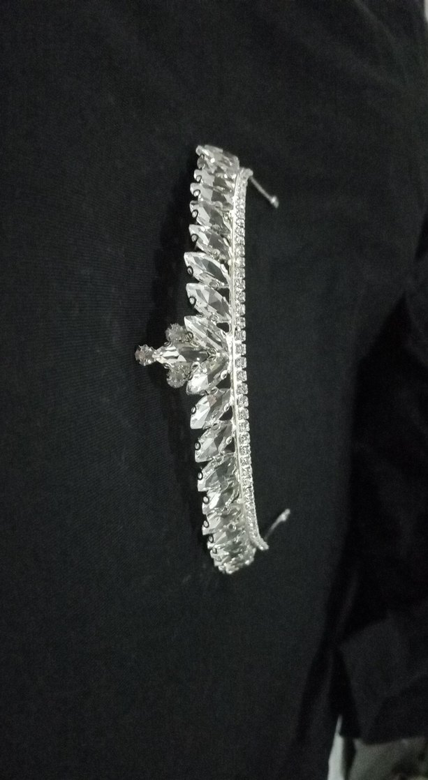 Beyaz Parlak Taşlı Gelin Tacı - Görsel 3