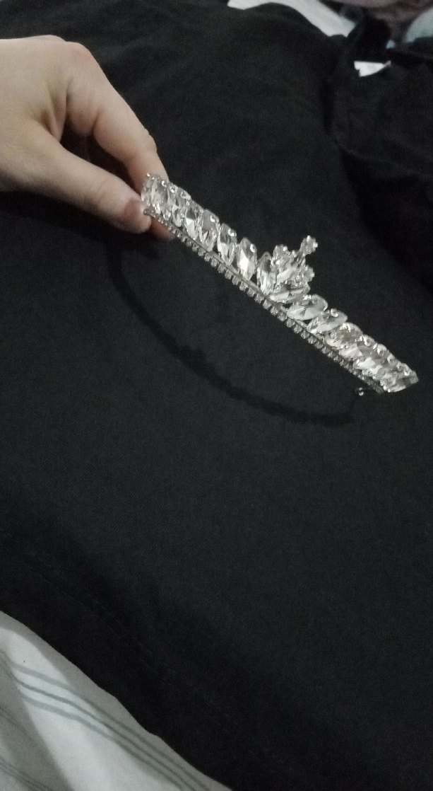 Beyaz Parlak Taşlı Gelin Tacı - Görsel 2