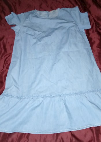 LC Waikiki Mavi Kot Kumaşlı Rahat elbise boyu resmini çektim 90 cm