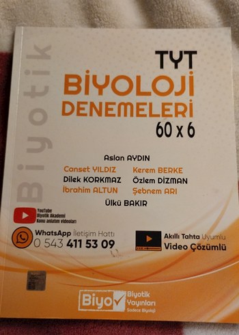 TYT Biyoloji Denemeleri 60x6 Video Çözümlü