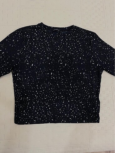 m Beden siyah Renk Trendyolmilla siyah desenli crop bluz