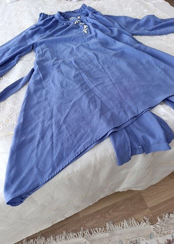 Mavi İşlemeli Düğmeli Hamile Bluzu - Görsel 7