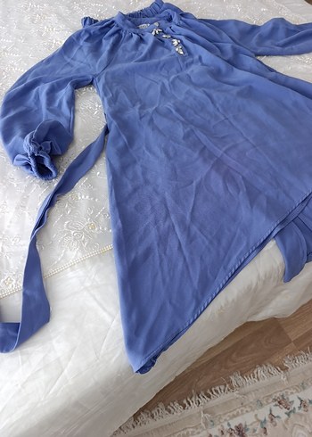 Mavi İşlemeli Düğmeli Hamile Bluzu - Görsel 9