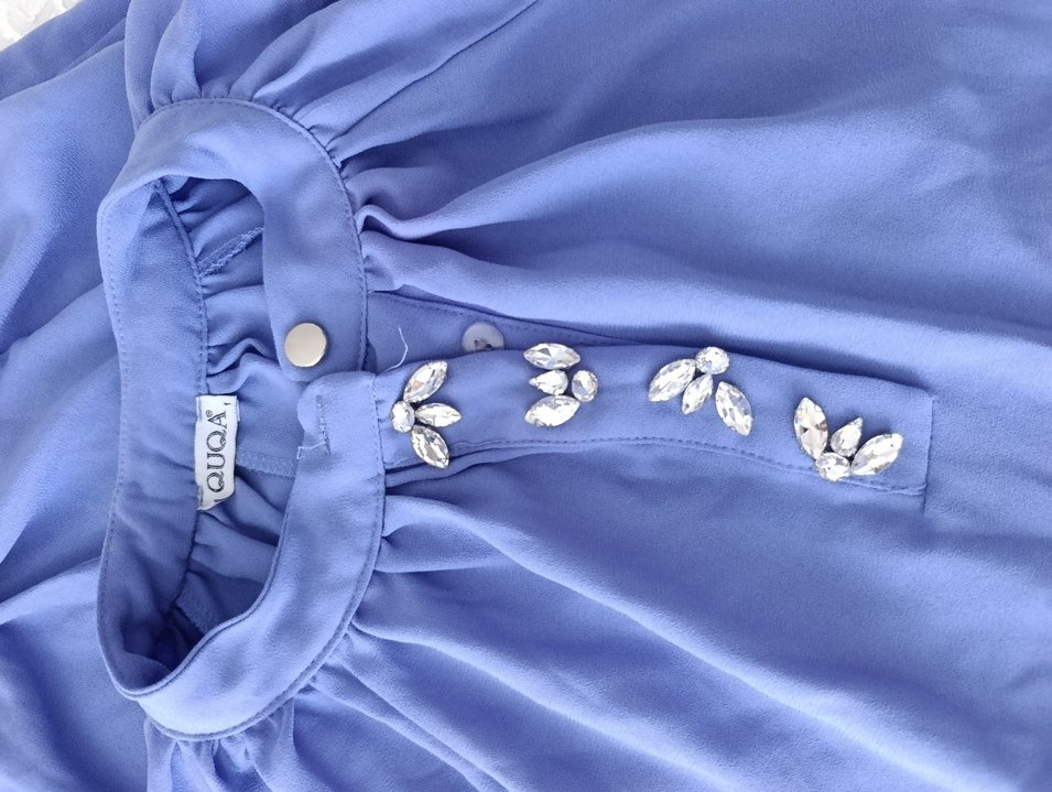 Mavi İşlemeli Düğmeli Hamile Bluzu - Görsel 2