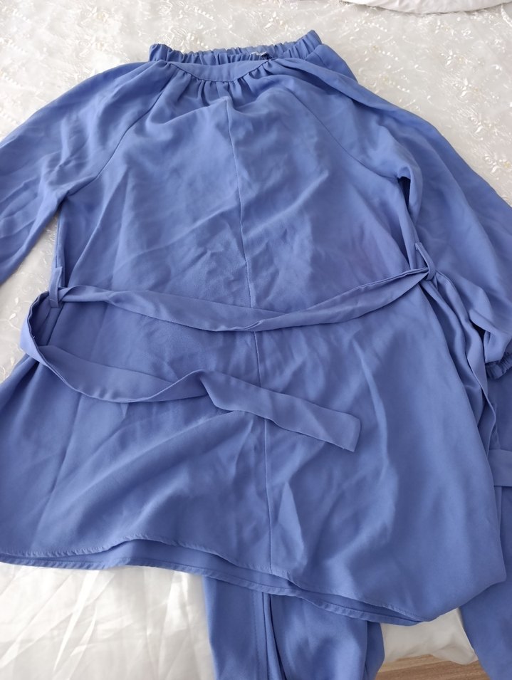 Mavi İşlemeli Düğmeli Hamile Bluzu - Görsel 5