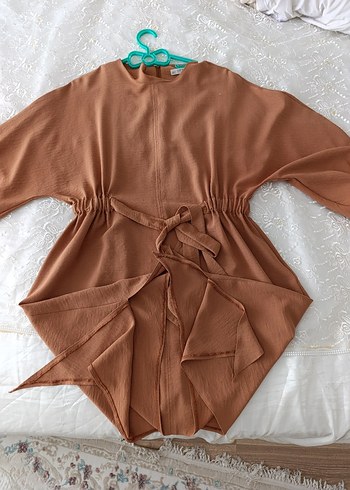 Bej Bol Kesim Midi Hamile Tunik - Görsel 6