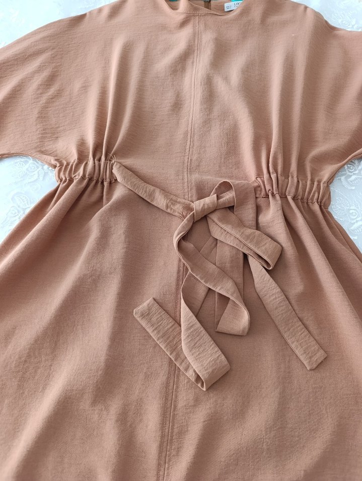 Bej Bol Kesim Midi Hamile Tunik - Görsel 4