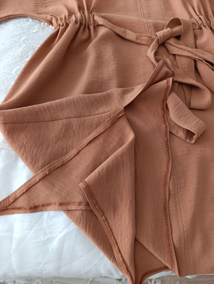 Bej Bol Kesim Midi Hamile Tunik - Görsel 5