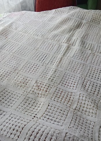 İşlemeli Beyaz Bohem Masa Örtüsü - Görsel 5