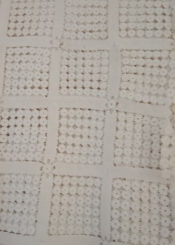 İşlemeli Beyaz Bohem Masa Örtüsü - Görsel 3