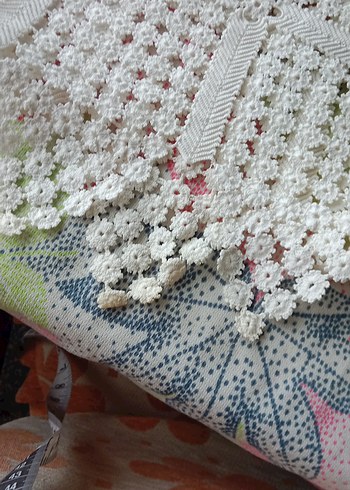 İşlemeli Beyaz Bohem Masa Örtüsü - Görsel 6