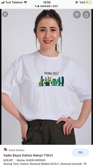 Kaktüs detaylı t shirt