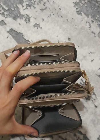 Yılan Desenli Bej Deri Kadın Çapraz Çanta - Görsel 4