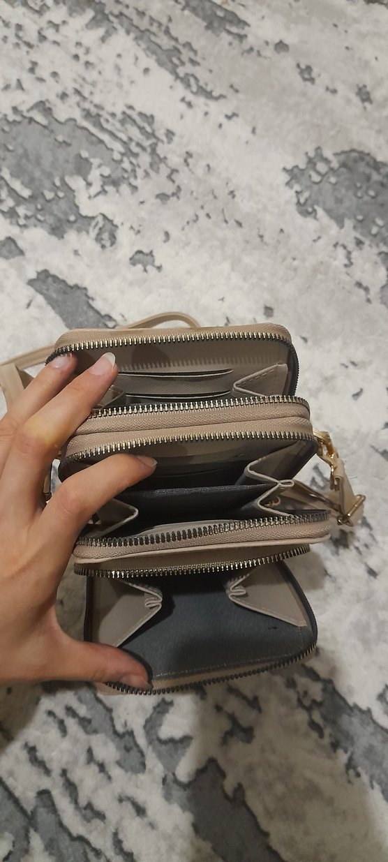 Yılan Desenli Bej Deri Kadın Çapraz Çanta - Görsel 4