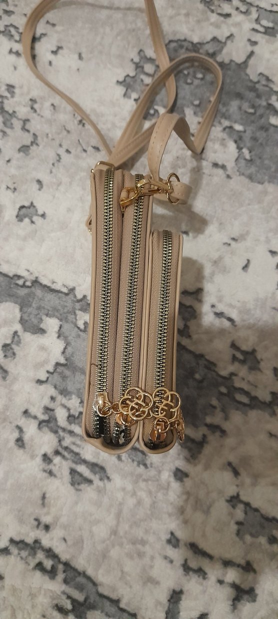 Yılan Desenli Bej Deri Kadın Çapraz Çanta - Görsel 3